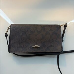 Coach Signature Black and Brown Crossbody Bag